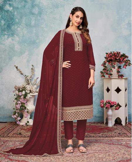 Picture of Grand Brown Straight Cut Salwar Kameez