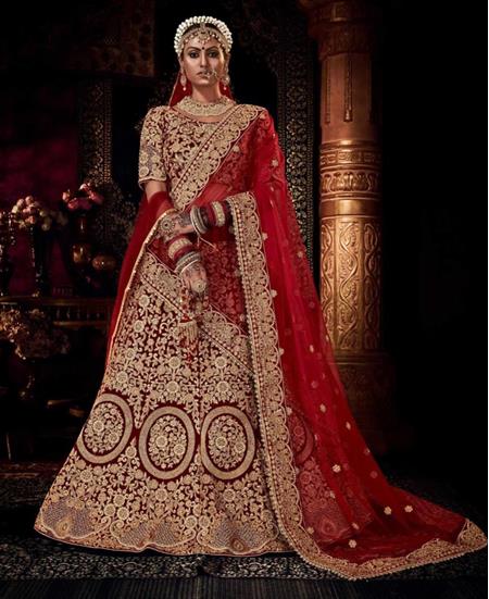 Picture of Comely Maroon Lehenga Choli