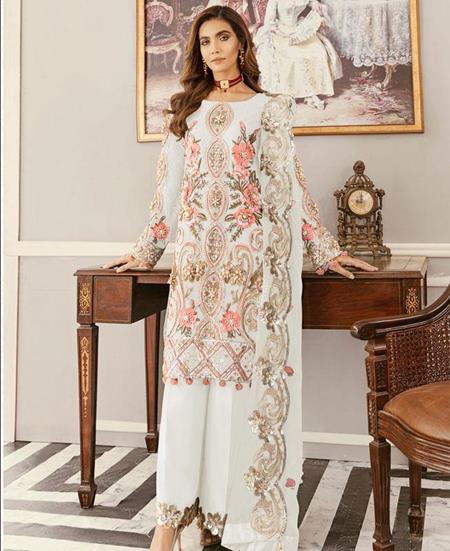 Picture of Magnificent White Straight Cut Salwar Kameez