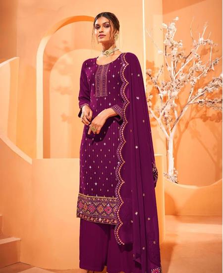 Picture of Enticing Purple Straight Cut Salwar Kameez