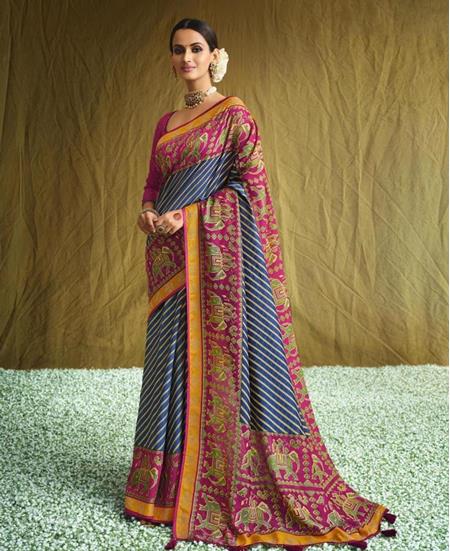 Picture of Bewitching Blue Brasso Saree