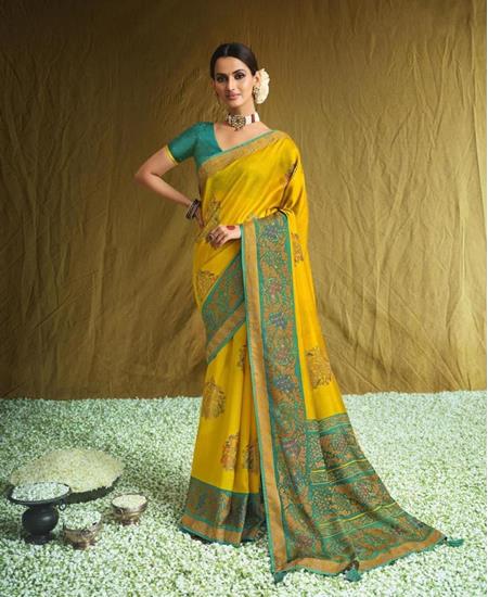 Picture of Beauteous Yellow Brasso Saree