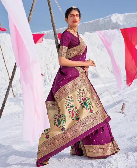 Picture of Alluring Purple Silk Saree
