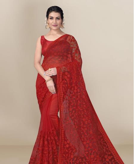 Picture of Fascinating Red Net Saree