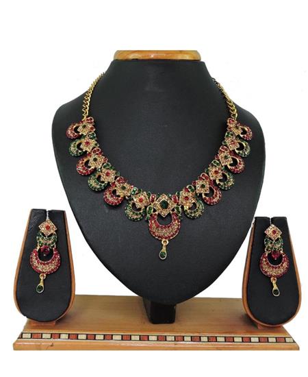 Picture of Charming Maroon & Green Necklace Set
