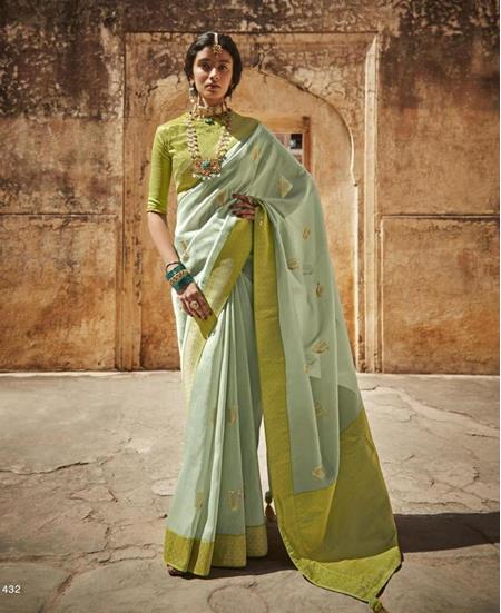 Picture of Sightly Sea Green Silk Saree