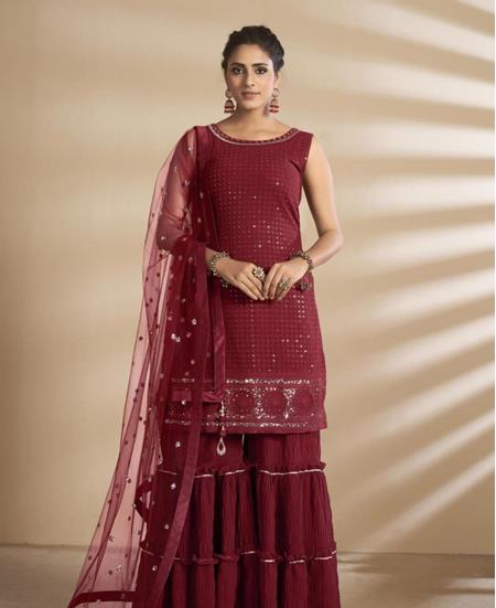 Picture of Magnificent Red Readymade Salwar Kameez