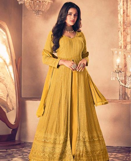 Picture of Shapely Musterd Yellow Party Wear Salwar Kameez