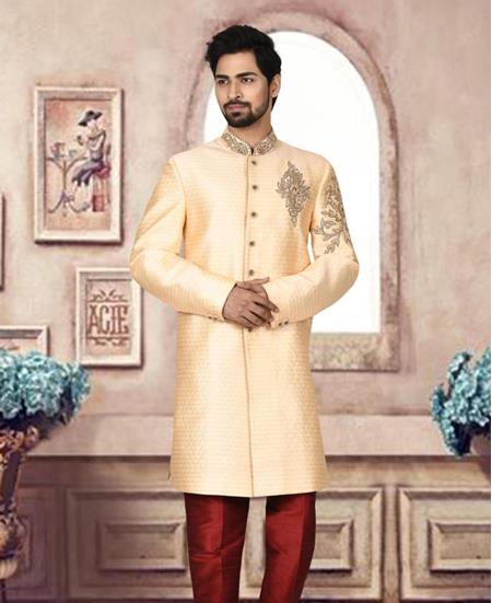 Picture of Gorgeous Light Gold Sherwani