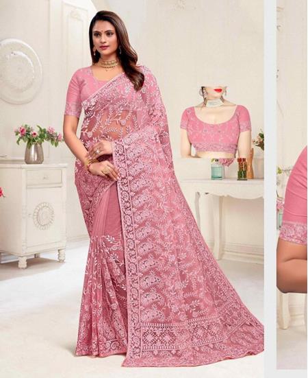 Picture of Beauteous Pink Net Saree