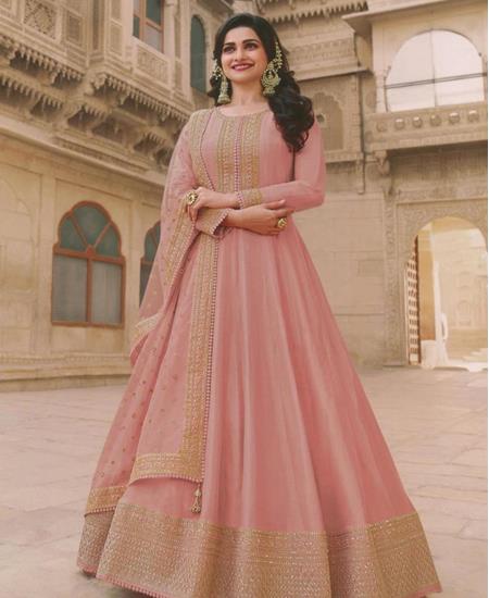 Engagement, Party Wear, Reception Pink and Majenta color Art Silk fabric  Gown : 1829393
