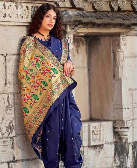 Picture of Enticing Navy Blue Silk Saree