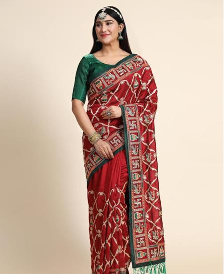 Picture of Appealing Maroon Silk Saree