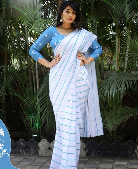 Picture of Graceful White Sky Casual Saree