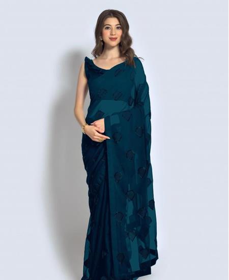 Picture of Excellent Teal Casual Saree