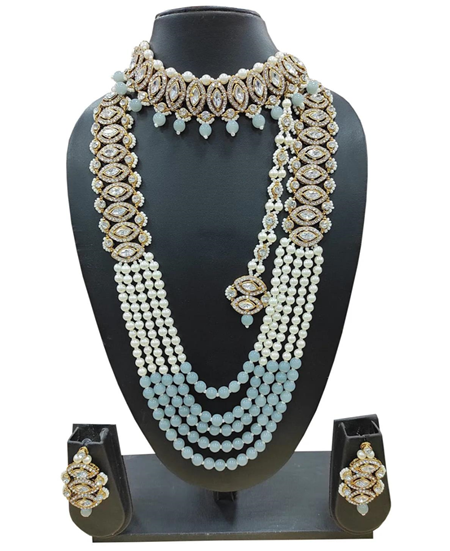 Picture of Elegant White/Sky Blue Necklace Set