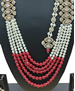Picture of Shapely White/Maroon Necklace Set