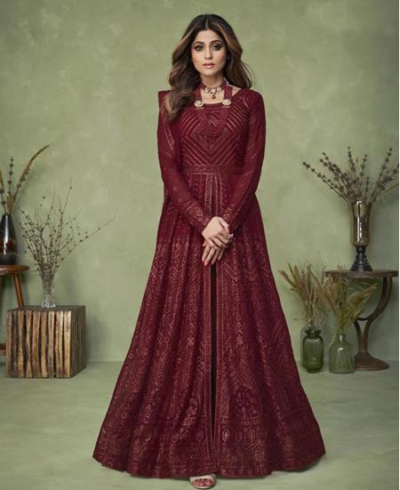 Picture of Charming Maroon Party Wear Salwar Kameez