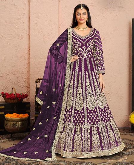 Picture of Splendid Purple Anarkali Salwar Kameez