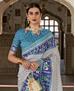 Picture of Superb Off White & Firozi Fashion Saree