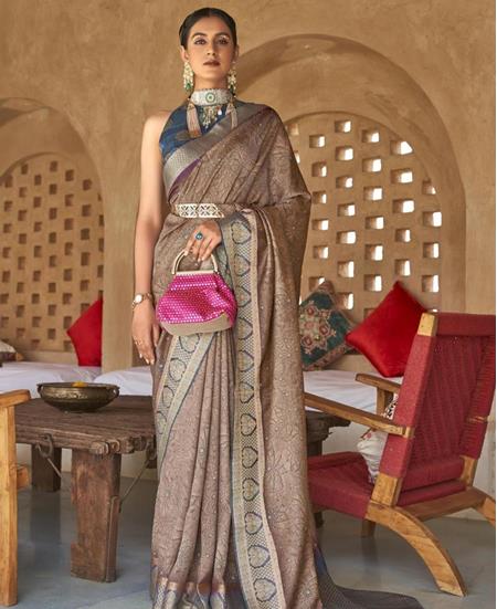 Picture of Lovely Brown Designer Saree