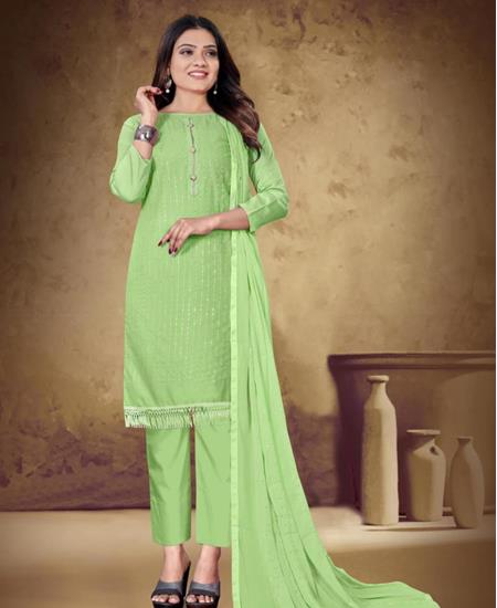 Picture of Gorgeous Green Cotton Salwar Kameez