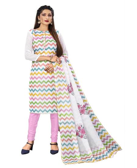 Picture of Bewitching White Cotton Salwar Kameez