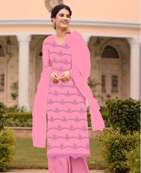 Picture of Delightful Pink Straight Cut Salwar Kameez