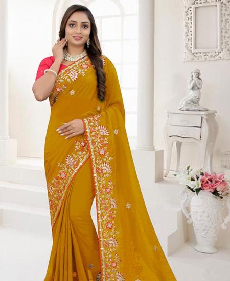 Picture of Enticing Mustrad Georgette Saree