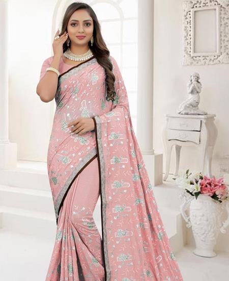 Picture of Shapely Pink Georgette Saree