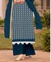 Picture of Well Formed Teal Blue Straight Cut Salwar Kameez