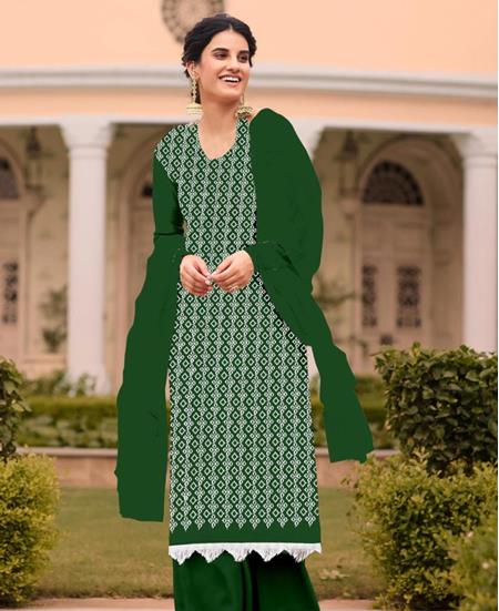 Picture of Shapely Green Straight Cut Salwar Kameez