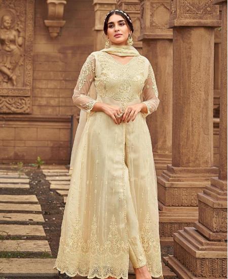 Picture of Sightly Cream Straight Cut Salwar Kameez