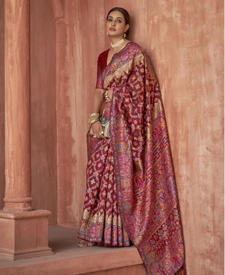 Picture of Excellent Maroon Silk Saree