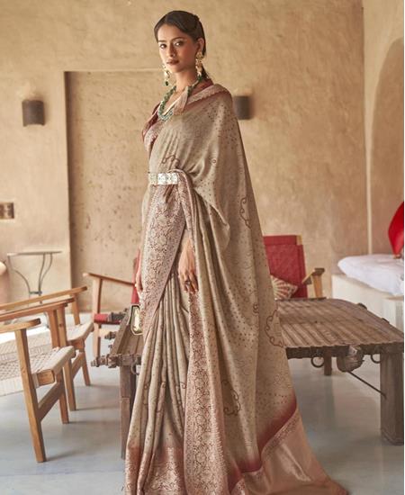 Picture of Fascinating Light Brown Silk Saree