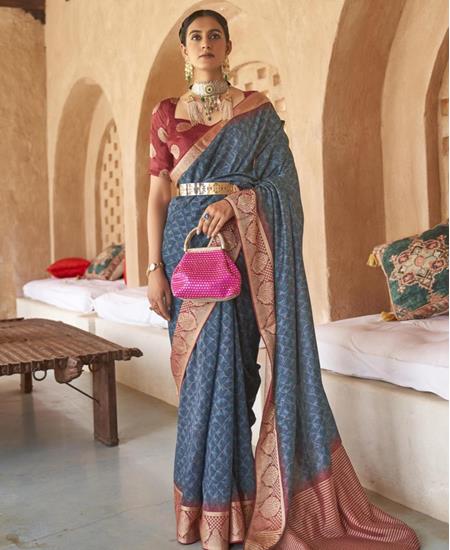 Picture of Sublime Teal Silk Saree