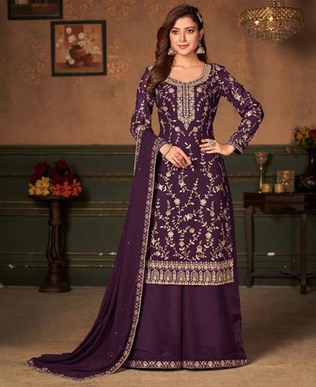 Picture of Beauteous Purple Straight Cut Salwar Kameez