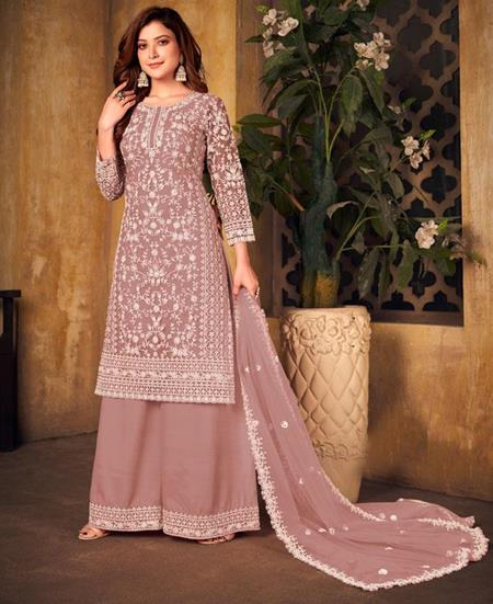 Picture of Classy Rose Wood Straight Cut Salwar Kameez