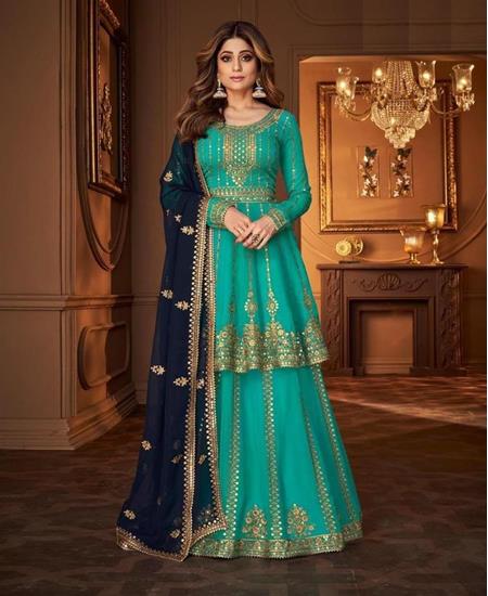 Picture of Beauteous Sea Green Bollywood Salwar Kameez