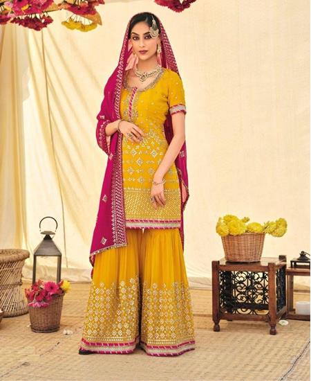 Picture of Magnificent Yellow Party Wear Salwar Kameez