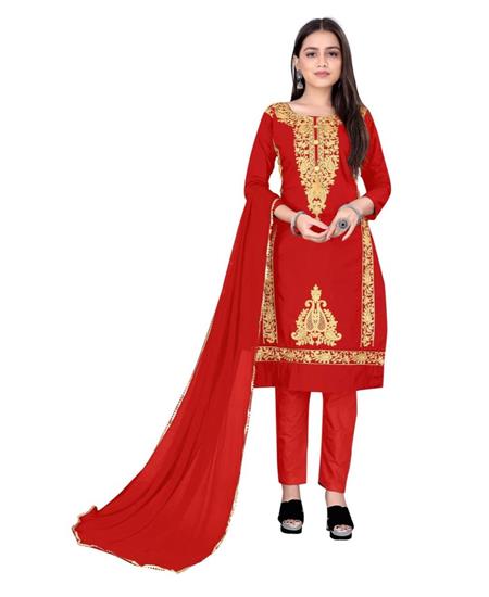 Picture of Enticing Red Straight Cut Salwar Kameez