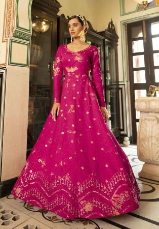Rent Bright Pink MultiLayered Embroidered Gown  Glamourental