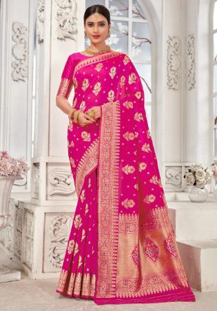 Picture of Gorgeous Watrmlon Pink Casual Sarees