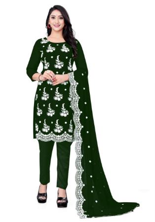 Picture of Excellent Forest Green Straight Cut Salwar Kameez