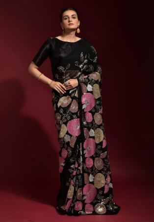Picture of Comely Black Casual Sarees