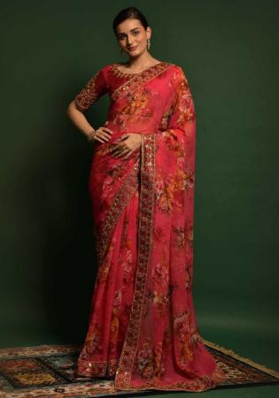 Picture of Superb Rose Gold Georgette Saree