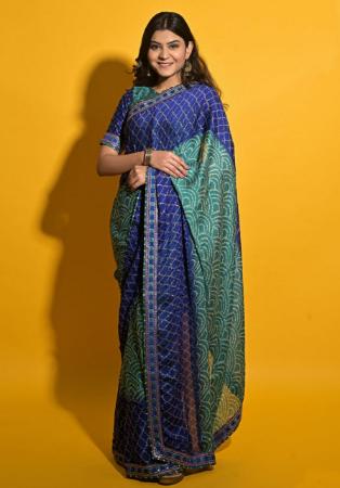 Picture of Appealing Navy Blue Chiffon Sarees