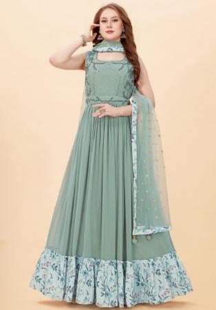 Picture of Sightly Georgette Dark Grey Readymade Gown