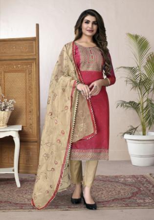 Picture of Georgette Oyster Pink Straight Cut Salwar Kameez