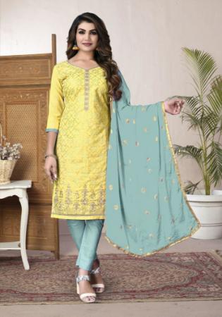 Picture of Admirable Georgette Yellow Straight Cut Salwar Kameez